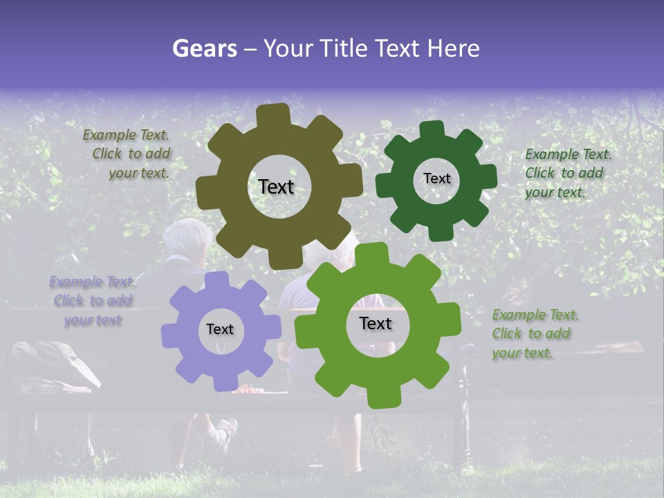 Aged Couple Enjoy Spring Morning On The Bench Near Lake In The Park PowerPoint Template