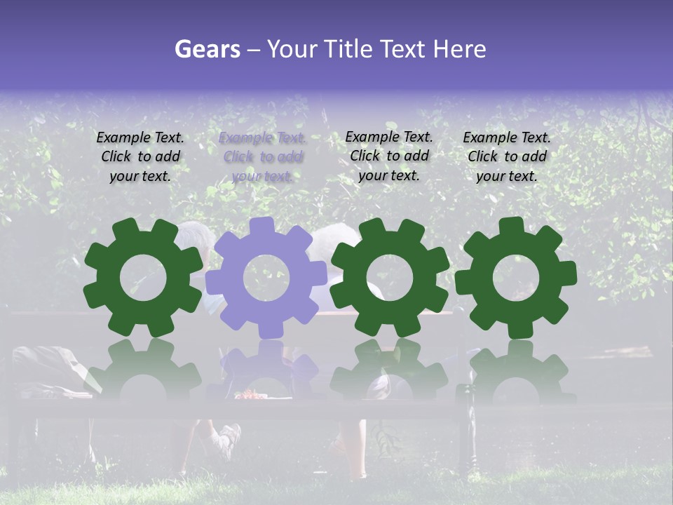 Aged Couple Enjoy Spring Morning On The Bench Near Lake In The Park PowerPoint Template