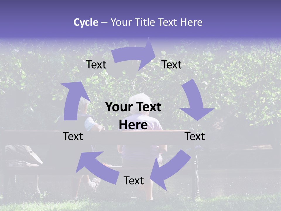 Aged Couple Enjoy Spring Morning On The Bench Near Lake In The Park PowerPoint Template