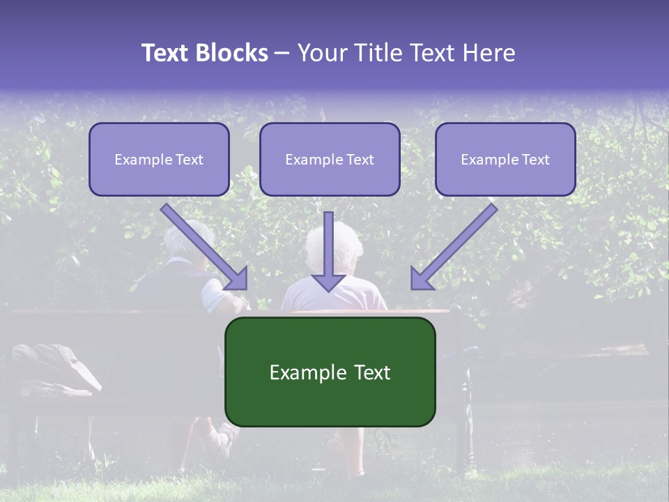 Aged Couple Enjoy Spring Morning On The Bench Near Lake In The Park PowerPoint Template