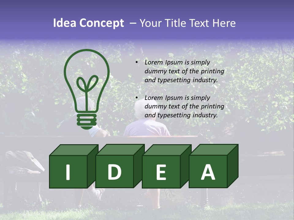 Aged Couple Enjoy Spring Morning On The Bench Near Lake In The Park PowerPoint Template