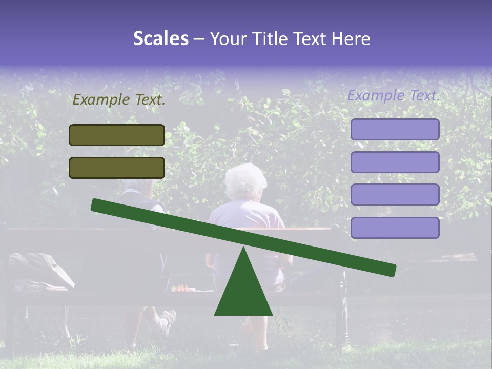 Aged Couple Enjoy Spring Morning On The Bench Near Lake In The Park PowerPoint Template