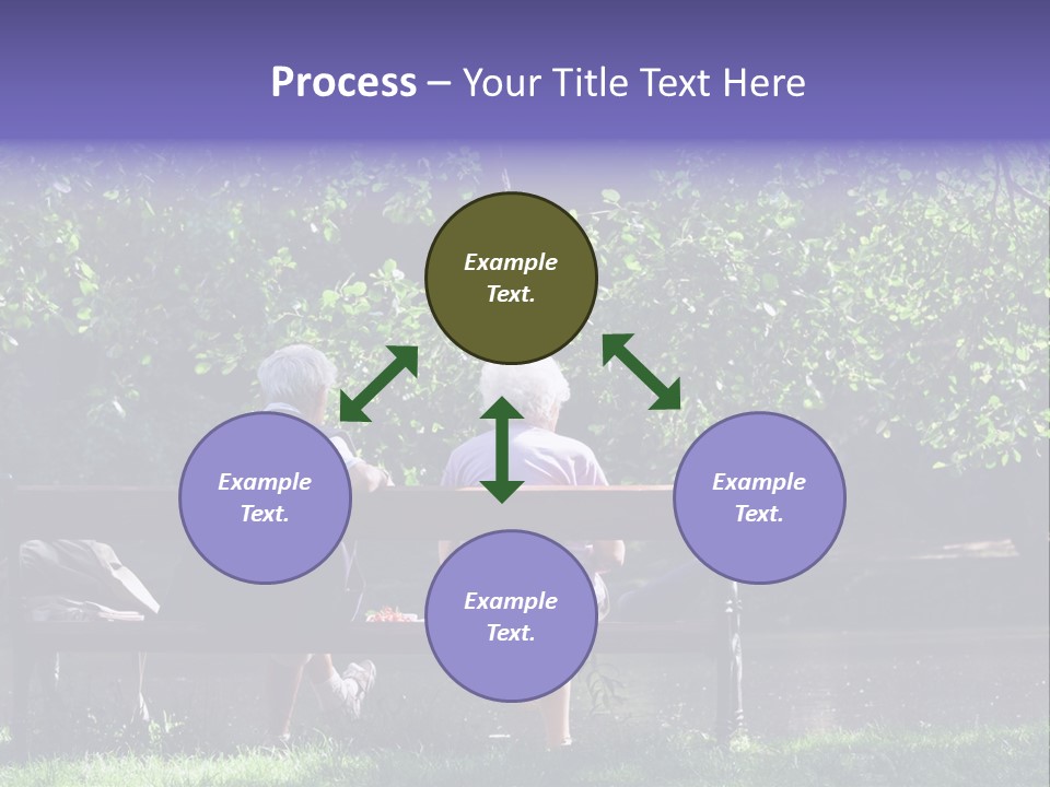 Aged Couple Enjoy Spring Morning On The Bench Near Lake In The Park PowerPoint Template