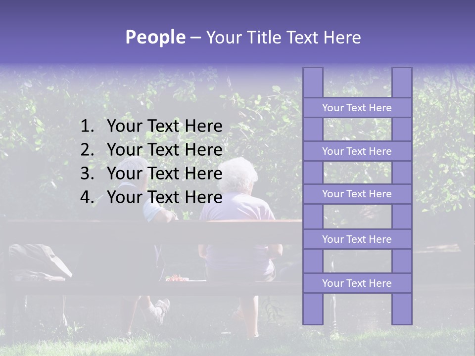 Aged Couple Enjoy Spring Morning On The Bench Near Lake In The Park PowerPoint Template