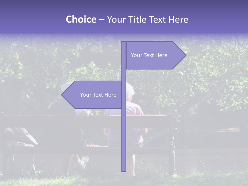 Aged Couple Enjoy Spring Morning On The Bench Near Lake In The Park PowerPoint Template