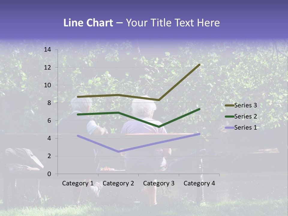 Aged Couple Enjoy Spring Morning On The Bench Near Lake In The Park PowerPoint Template