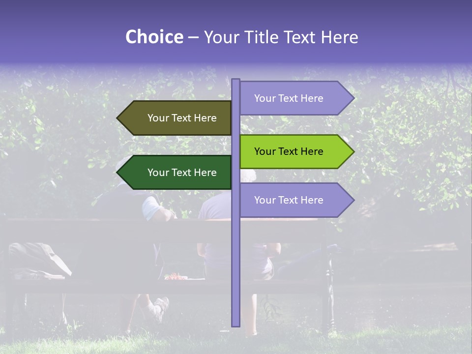 Aged Couple Enjoy Spring Morning On The Bench Near Lake In The Park PowerPoint Template