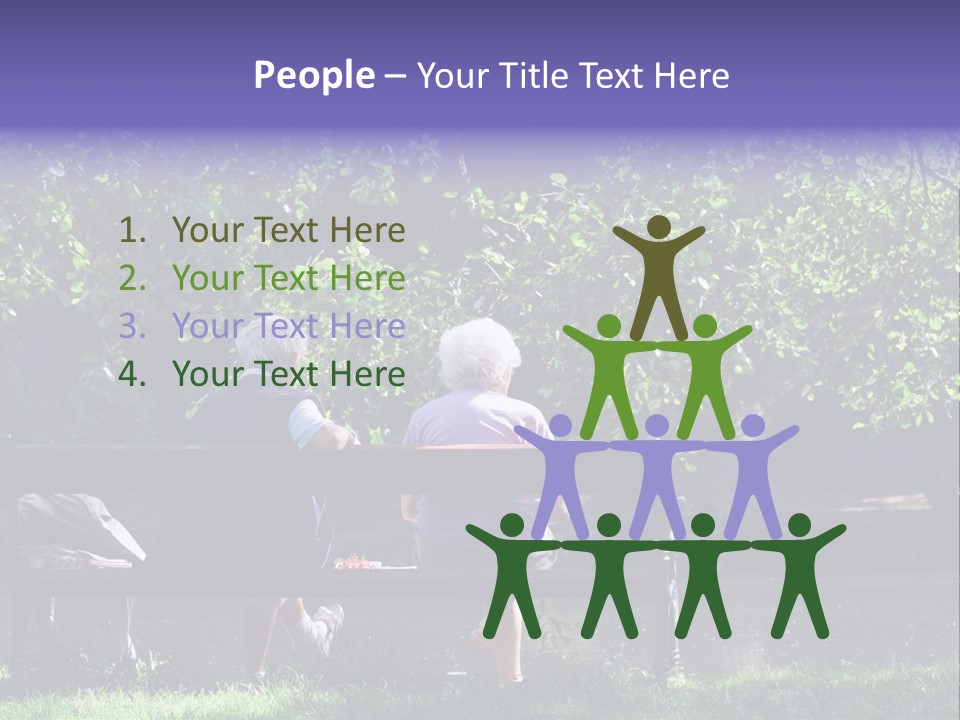 Aged Couple Enjoy Spring Morning On The Bench Near Lake In The Park PowerPoint Template