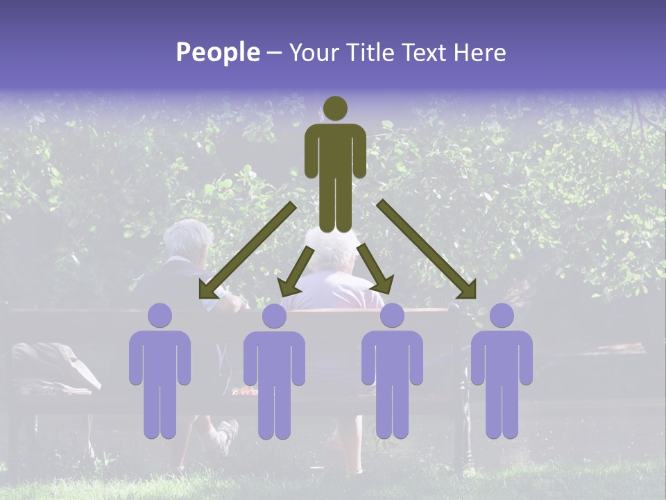 Aged Couple Enjoy Spring Morning On The Bench Near Lake In The Park PowerPoint Template