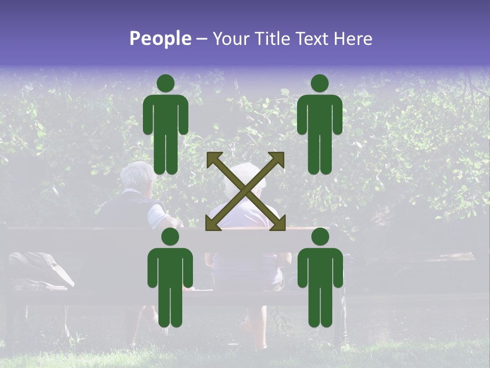 Aged Couple Enjoy Spring Morning On The Bench Near Lake In The Park PowerPoint Template