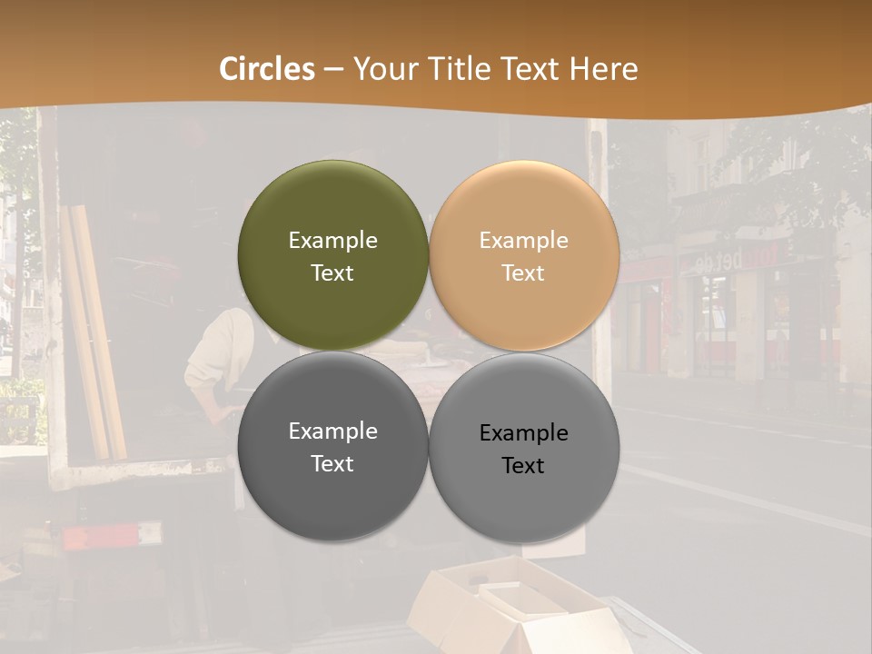 House Moving With Workers And Truck PowerPoint Template