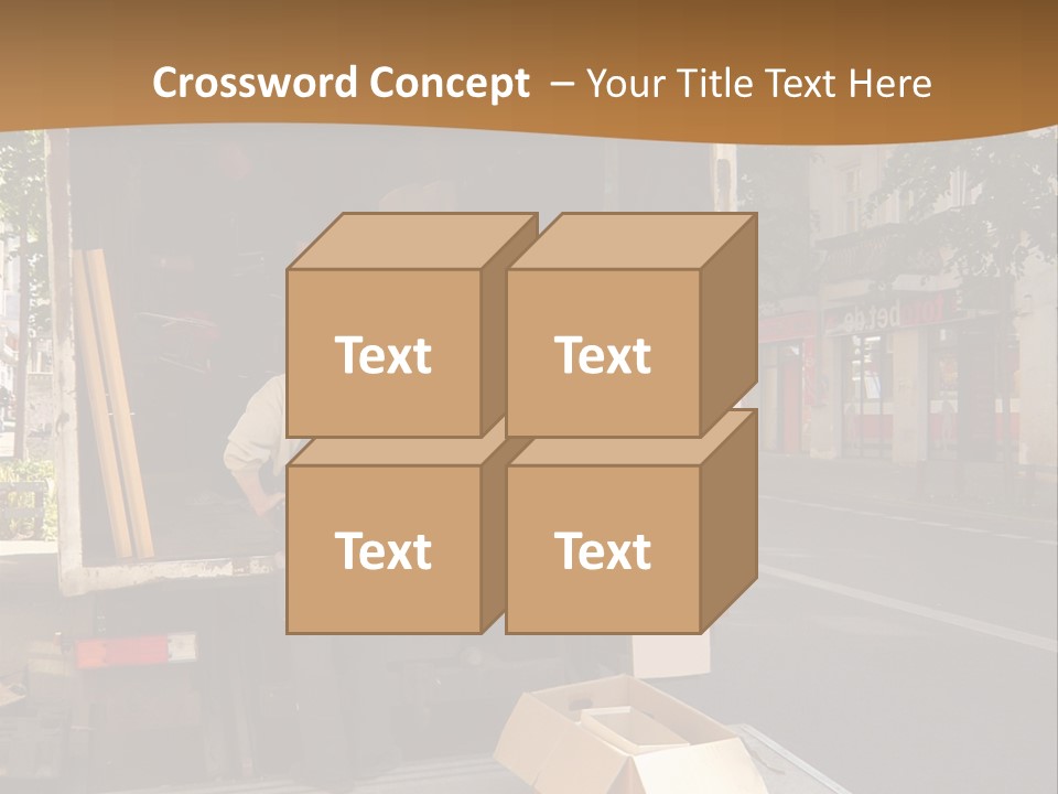 House Moving With Workers And Truck PowerPoint Template