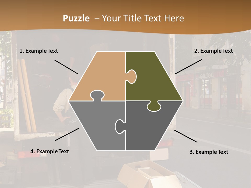 House Moving With Workers And Truck PowerPoint Template