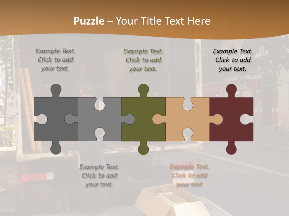 House Moving With Workers And Truck PowerPoint Template