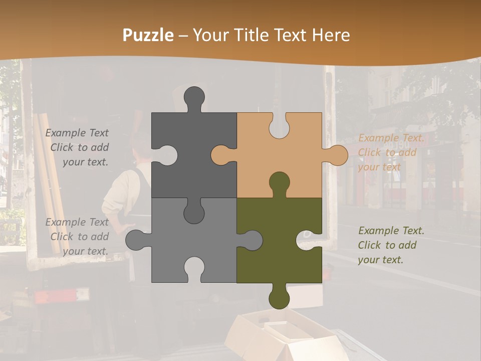 House Moving With Workers And Truck PowerPoint Template
