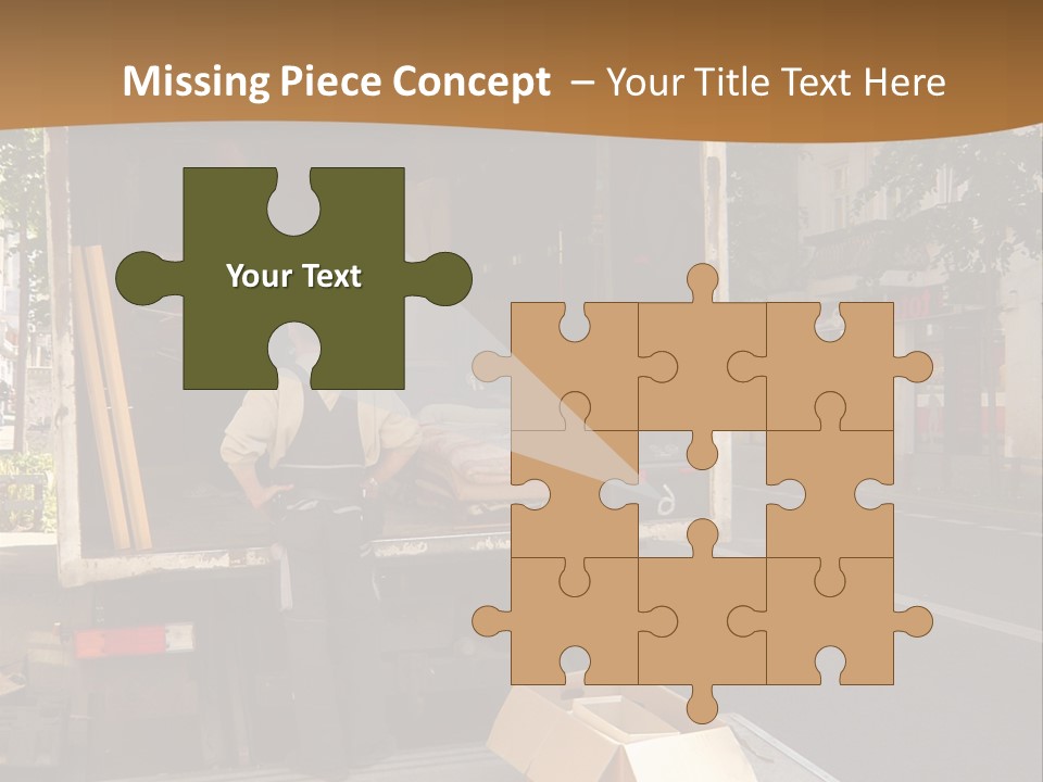 House Moving With Workers And Truck PowerPoint Template