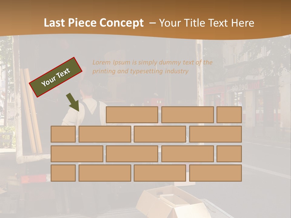 House Moving With Workers And Truck PowerPoint Template