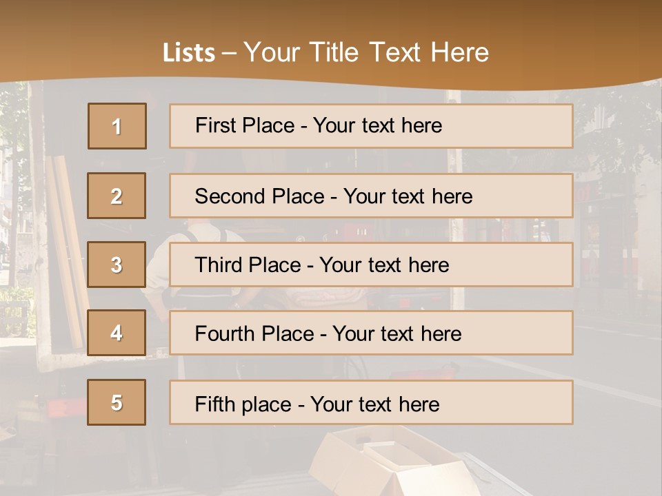 House Moving With Workers And Truck PowerPoint Template