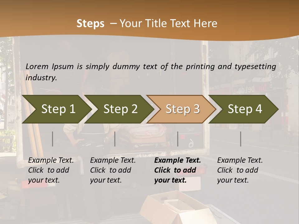 House Moving With Workers And Truck PowerPoint Template