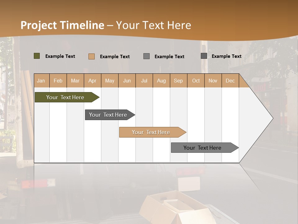 House Moving With Workers And Truck PowerPoint Template