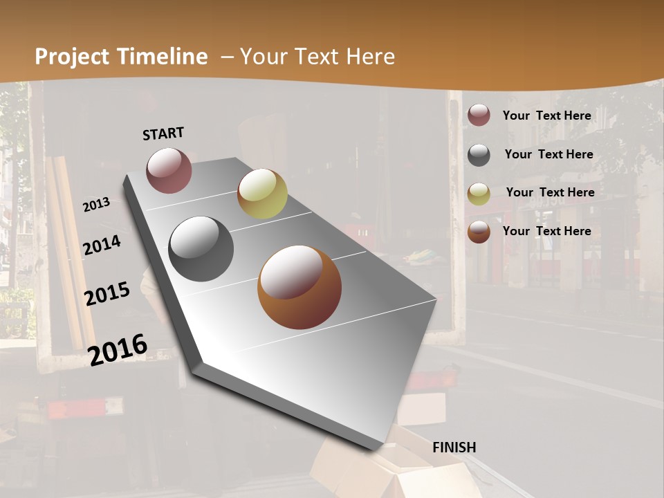 House Moving With Workers And Truck PowerPoint Template