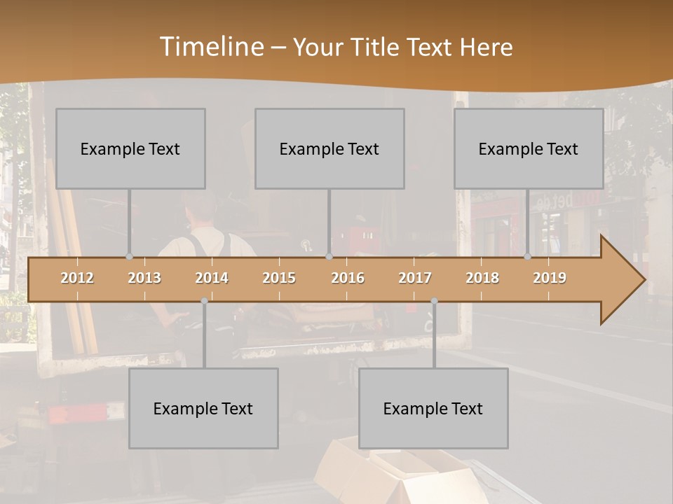 House Moving With Workers And Truck PowerPoint Template