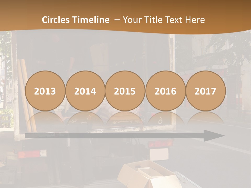 House Moving With Workers And Truck PowerPoint Template