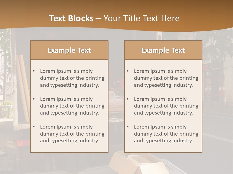 House Moving With Workers And Truck PowerPoint Template