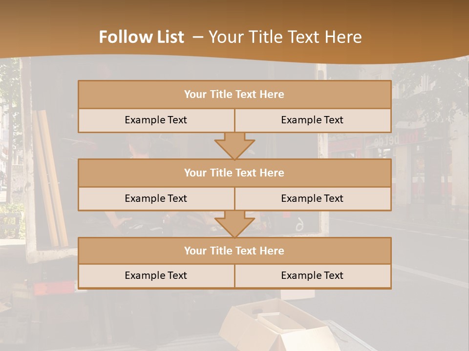 House Moving With Workers And Truck PowerPoint Template
