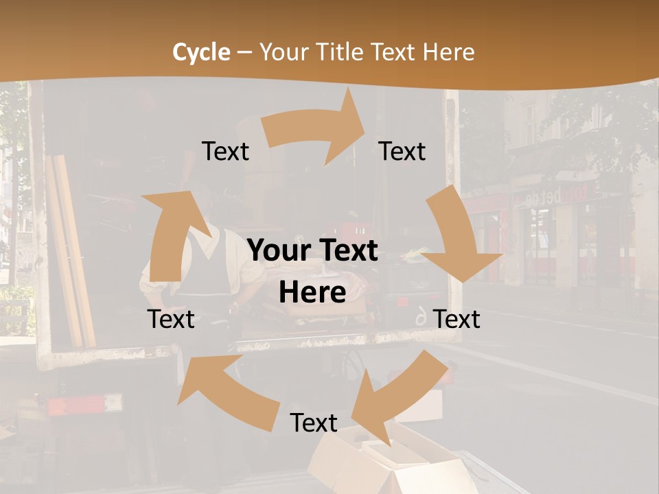 House Moving With Workers And Truck PowerPoint Template