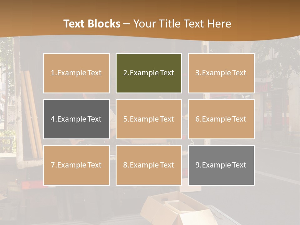 House Moving With Workers And Truck PowerPoint Template