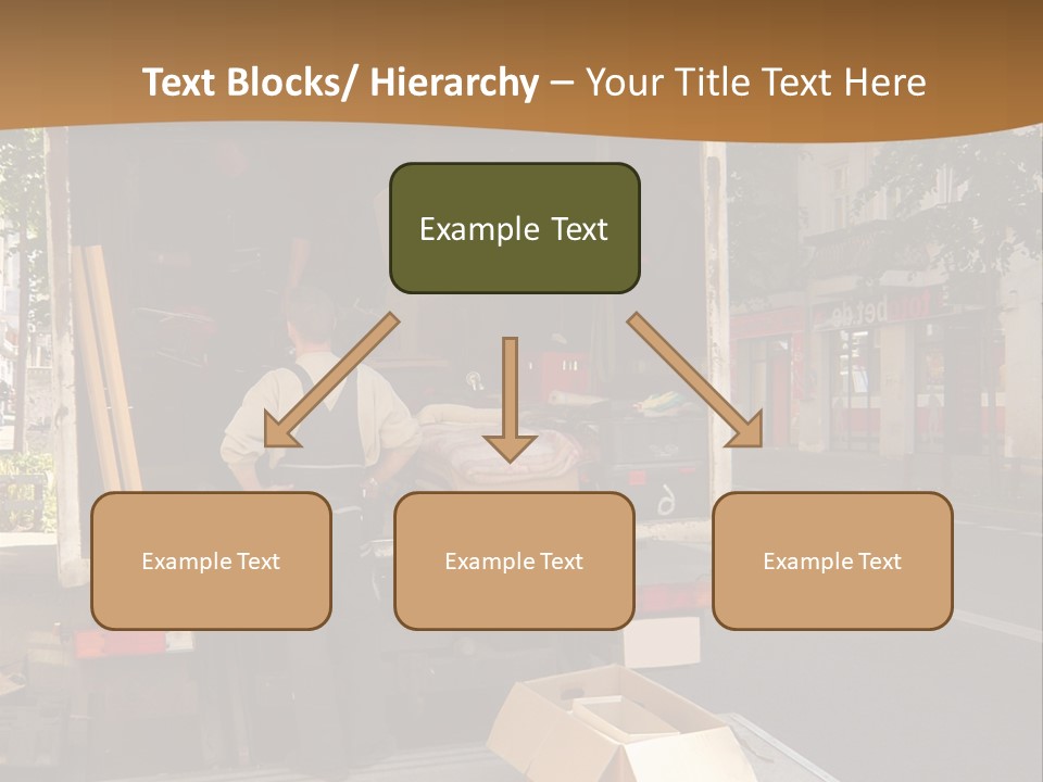 House Moving With Workers And Truck PowerPoint Template