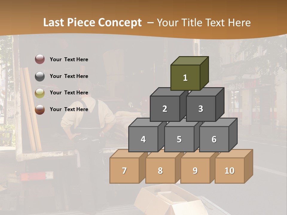 House Moving With Workers And Truck PowerPoint Template