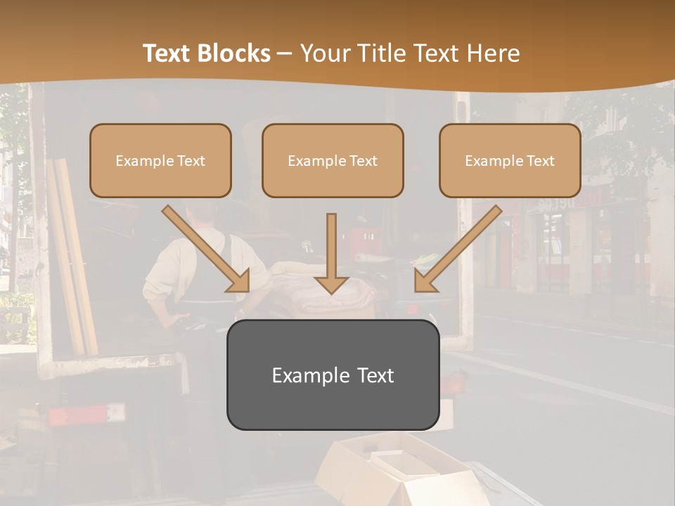 House Moving With Workers And Truck PowerPoint Template