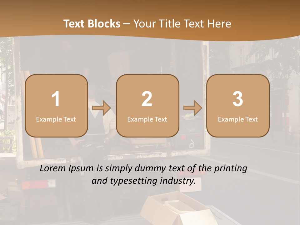 House Moving With Workers And Truck PowerPoint Template