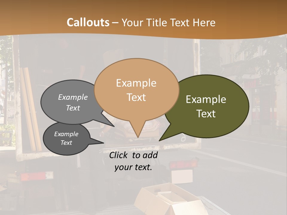 House Moving With Workers And Truck PowerPoint Template