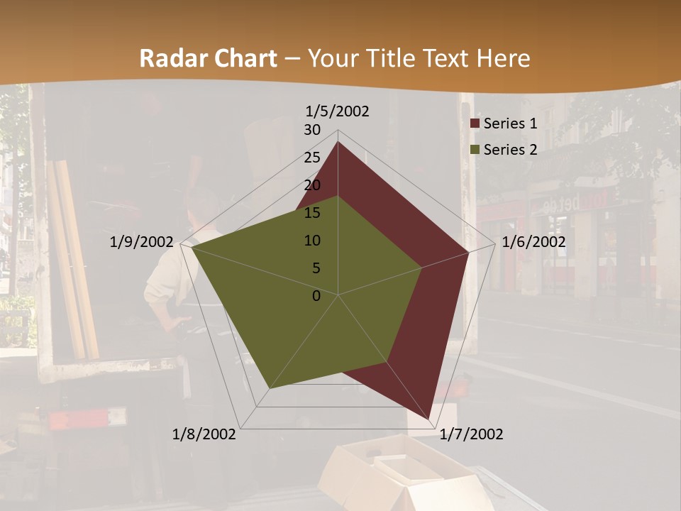 House Moving With Workers And Truck PowerPoint Template