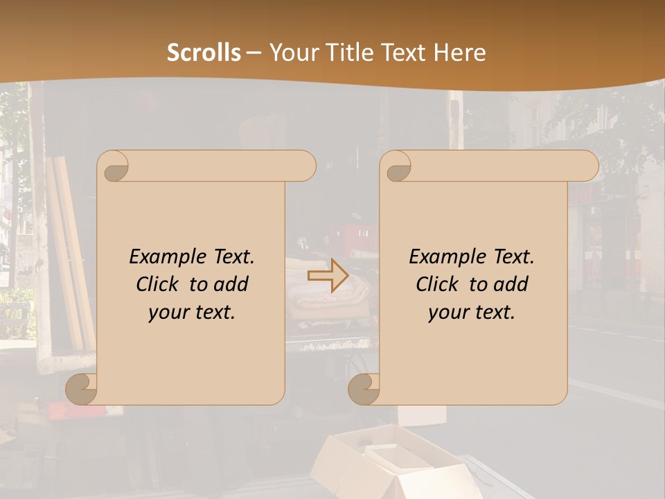 House Moving With Workers And Truck PowerPoint Template