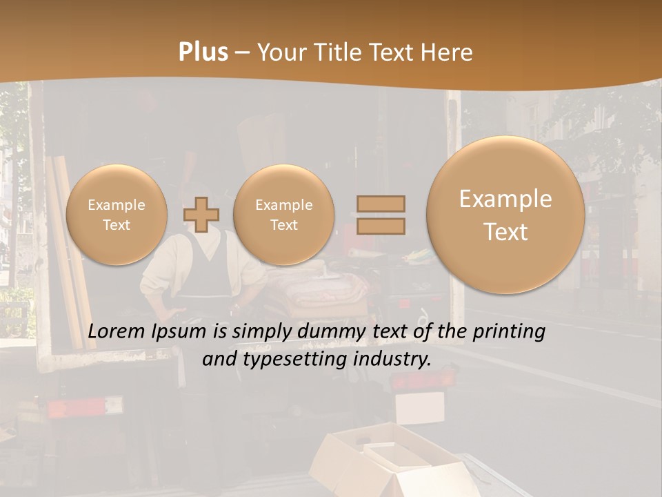 House Moving With Workers And Truck PowerPoint Template