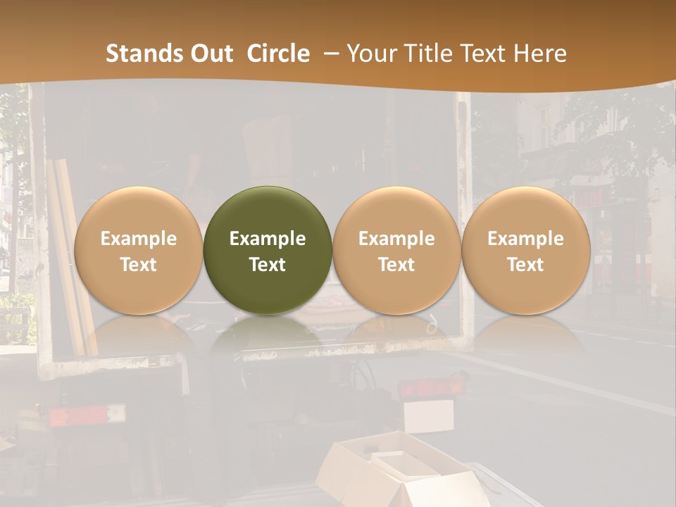 House Moving With Workers And Truck PowerPoint Template