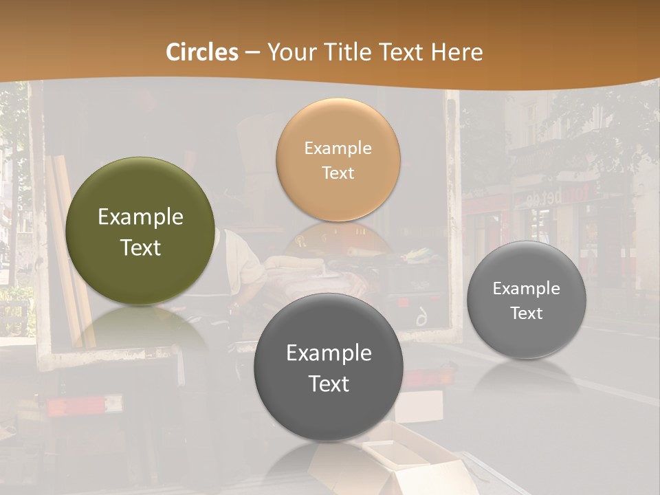 House Moving With Workers And Truck PowerPoint Template