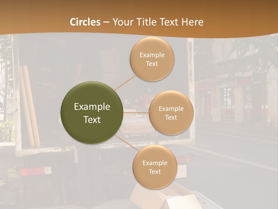 House Moving With Workers And Truck PowerPoint Template