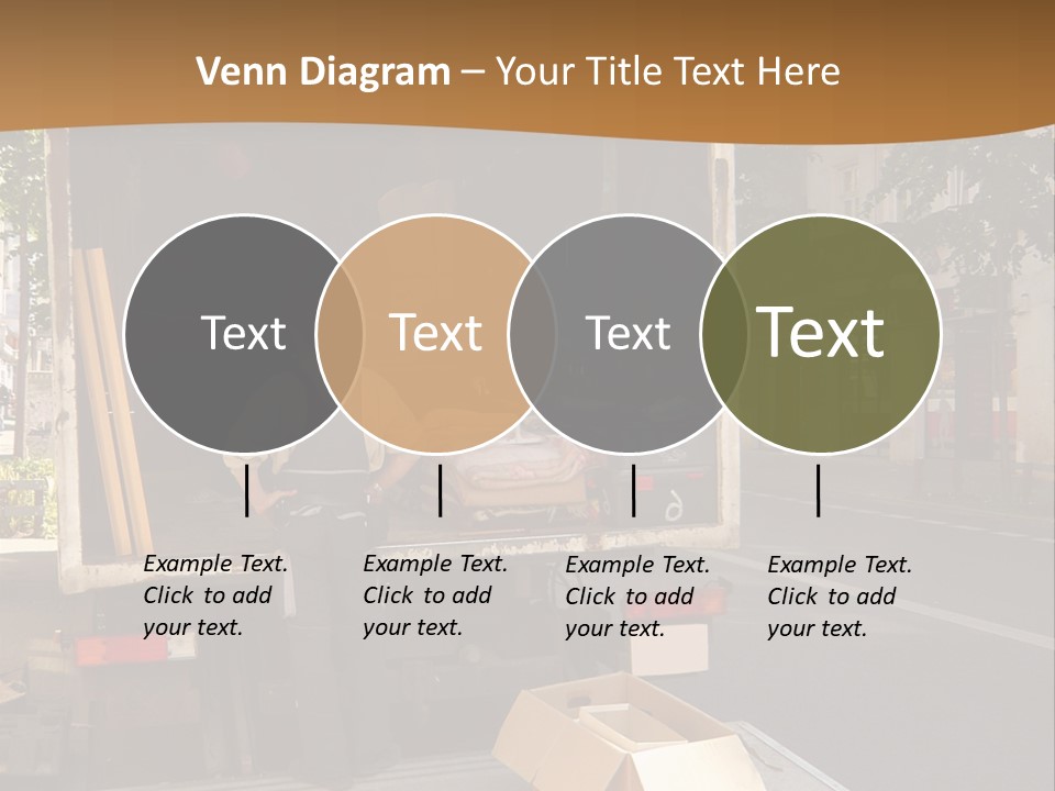 House Moving With Workers And Truck PowerPoint Template