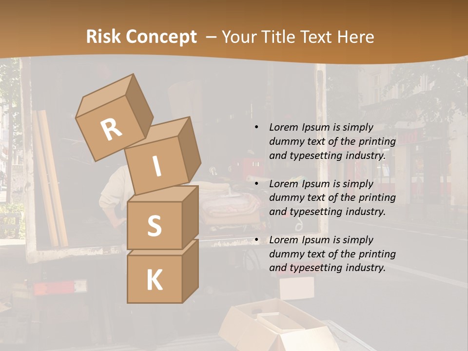 House Moving With Workers And Truck PowerPoint Template