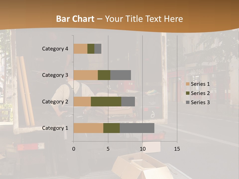 House Moving With Workers And Truck PowerPoint Template