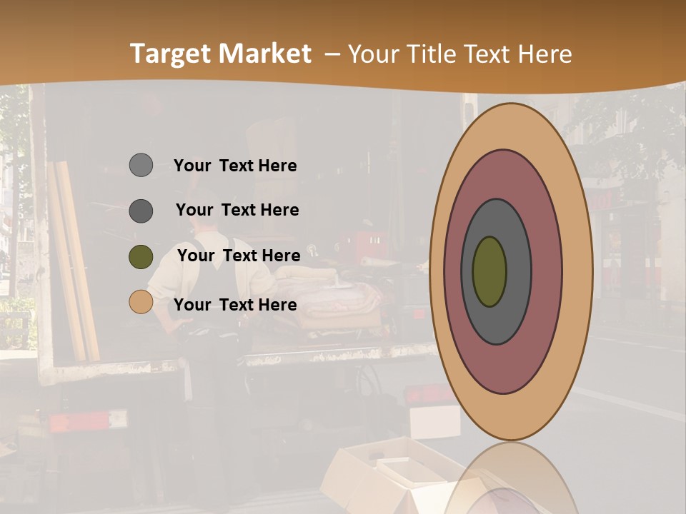 House Moving With Workers And Truck PowerPoint Template