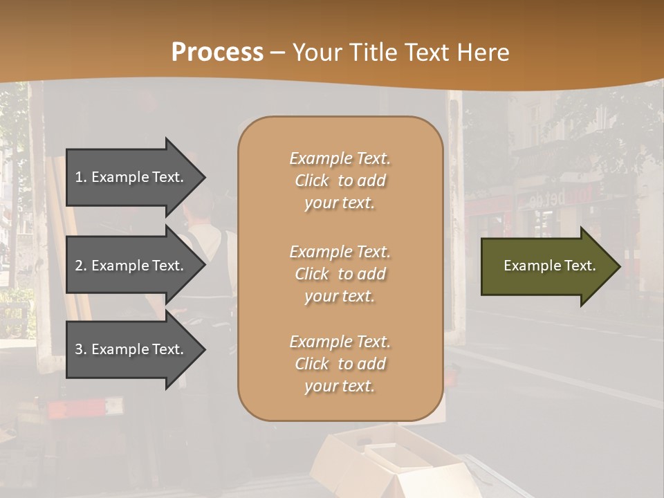 House Moving With Workers And Truck PowerPoint Template