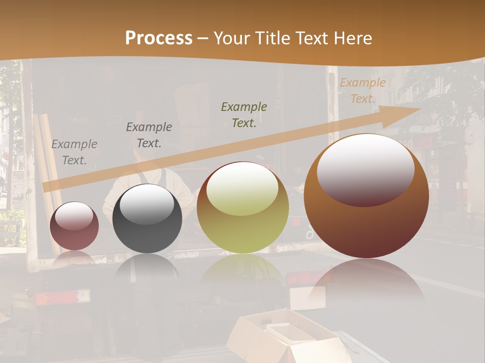 House Moving With Workers And Truck PowerPoint Template