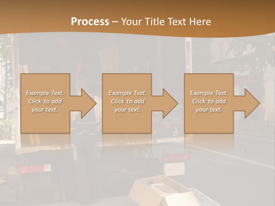 House Moving With Workers And Truck PowerPoint Template