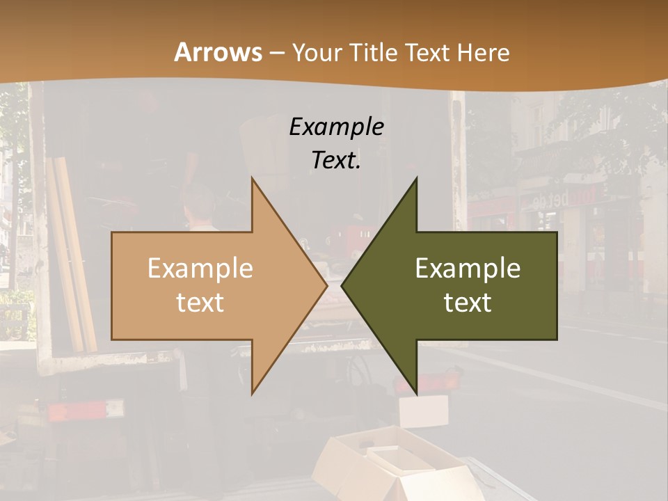 House Moving With Workers And Truck PowerPoint Template